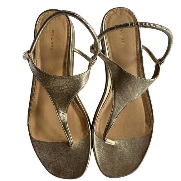 Via Spiga Gold Leather Sandals – Unmarked Size ~10/10.5 - Picture 1 of 4